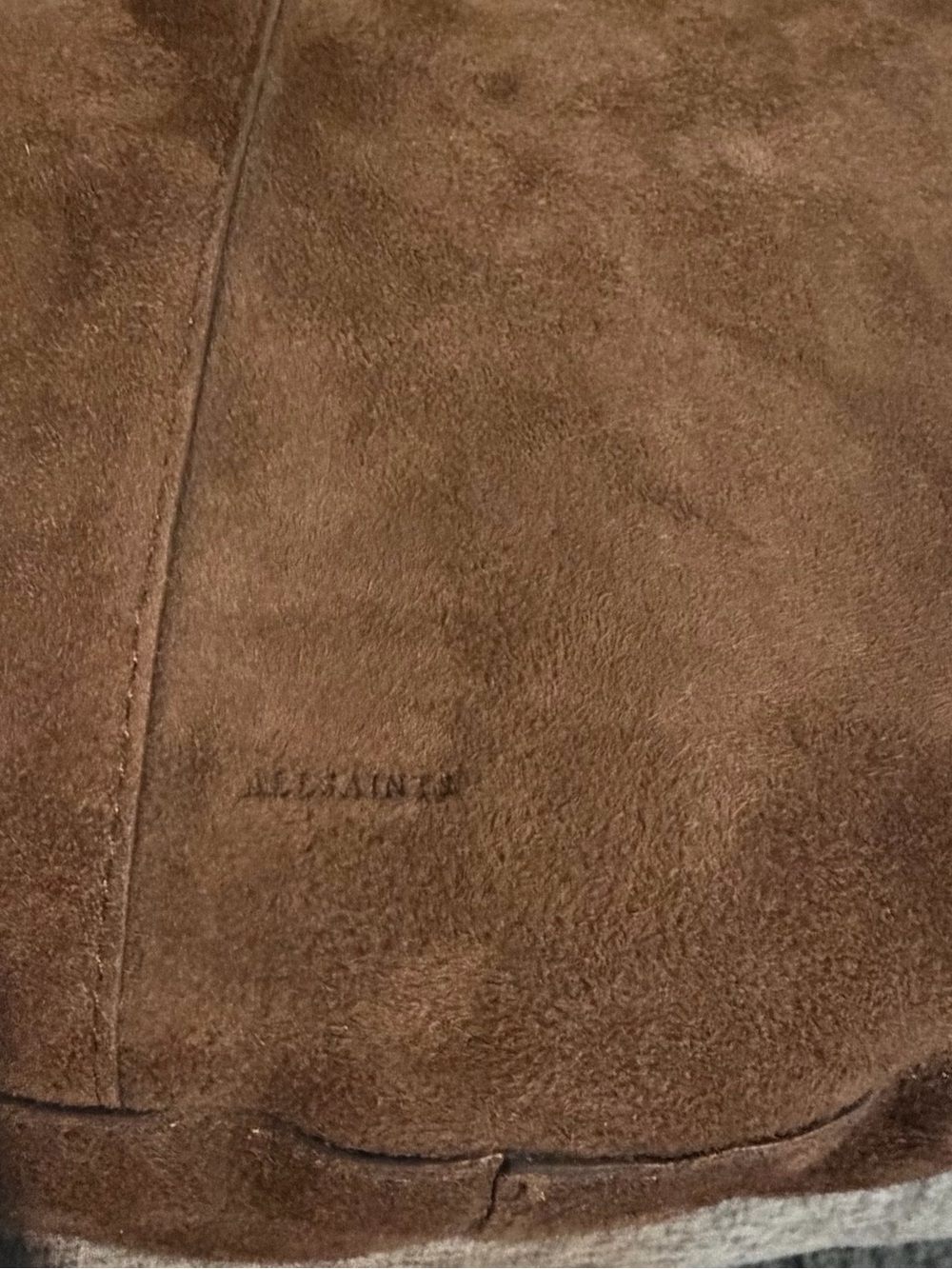 AllSaints Luna Suede Shoulder Bag Fango Brown - Picture 5 of 12